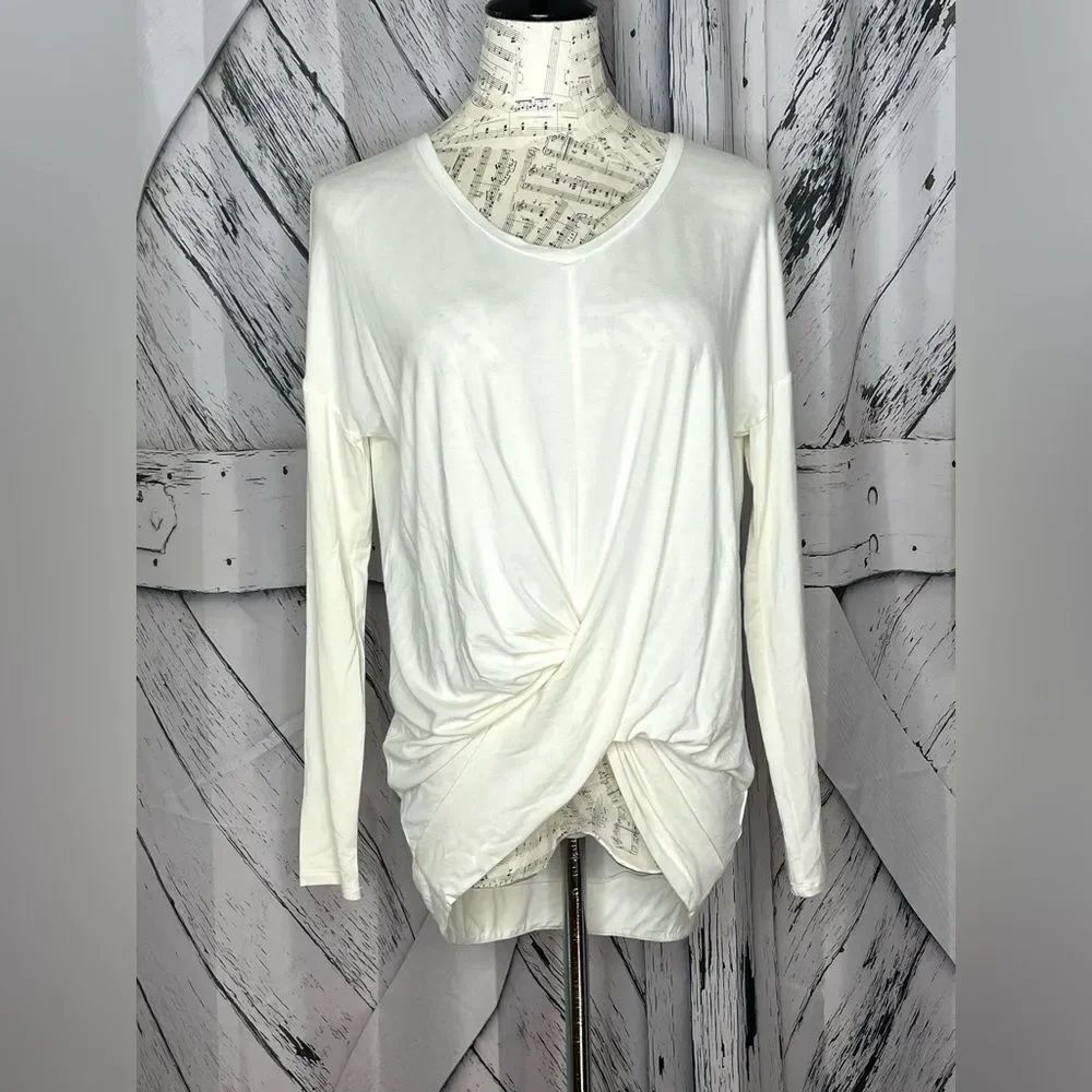 Express Twist Front Long Sleeve Top Cream XS